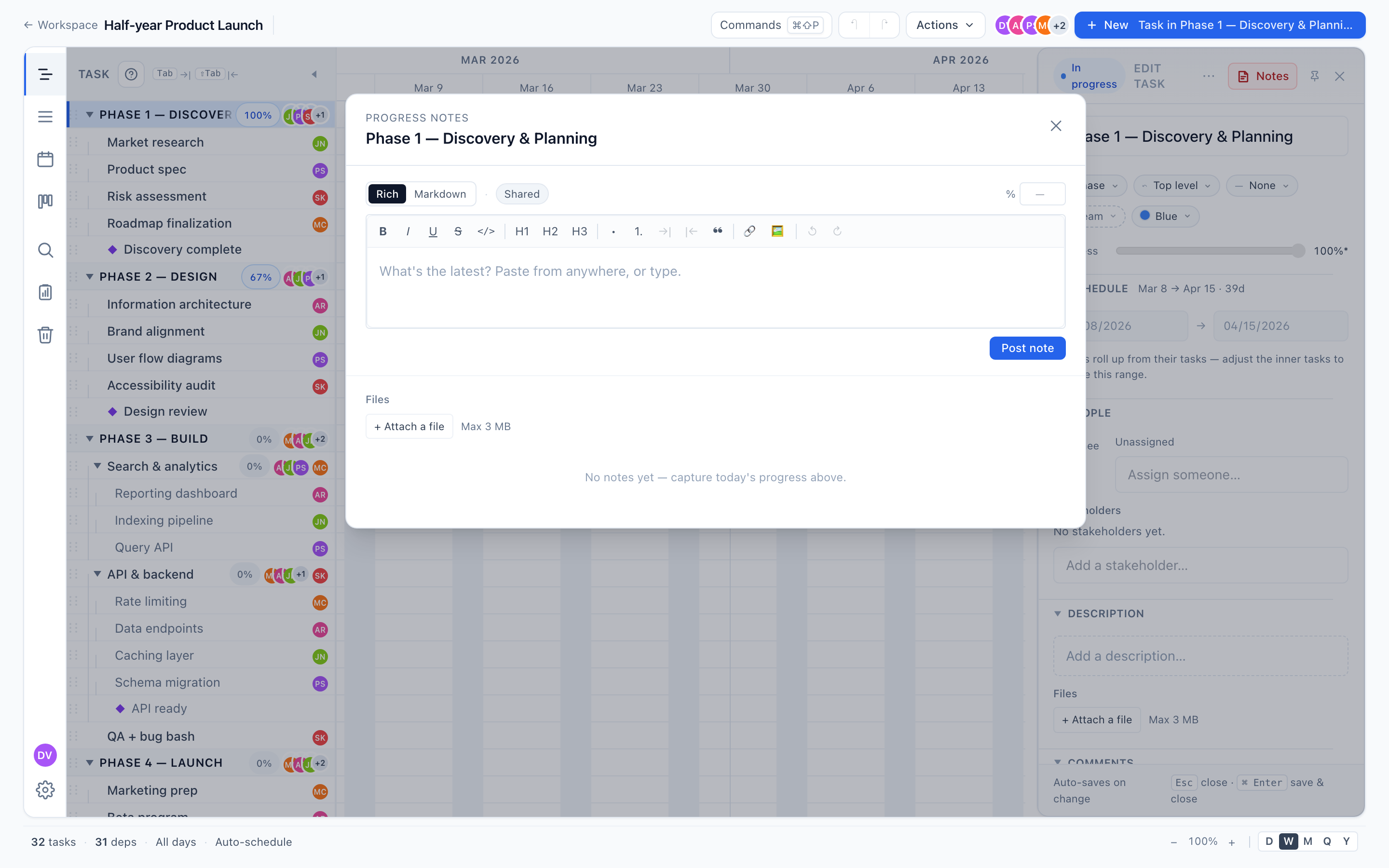 Progress notes editor